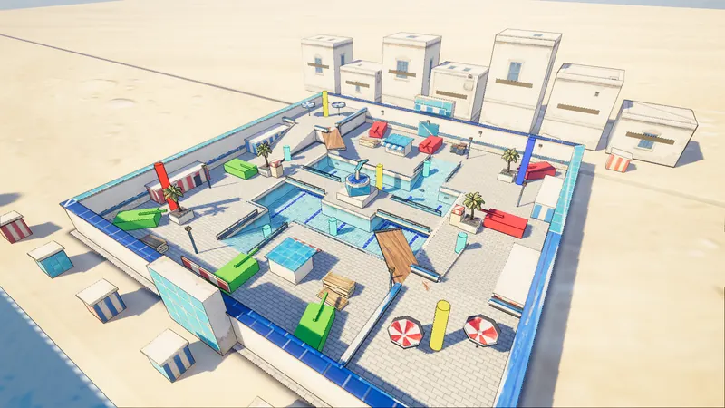 Lido: a drained bathing pool, small and fast